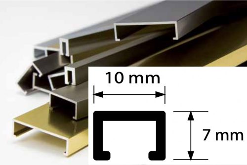 Díszcsík csempe padlólap szálcsiszolt inox hatású alumínium 10x7x2700 mm fém díszprofil burkoló prof