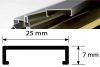 Díszprofil burkolóprofil szálcsiszolt inox króm hatású alumínium 25x7x2700 mm fém Díszcsík csempe