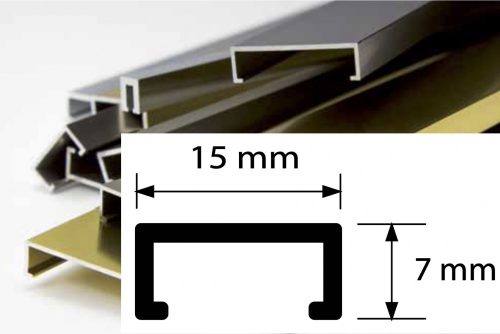 Díszcsík csempe padlólap polírozott inox króm hatású alumínium 15x7x2700 mm fém díszprofil burkoló p