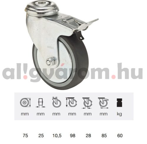 BDPE-0755-1001-Forgo-fekes-kerek-75-mm-60-kg-teher