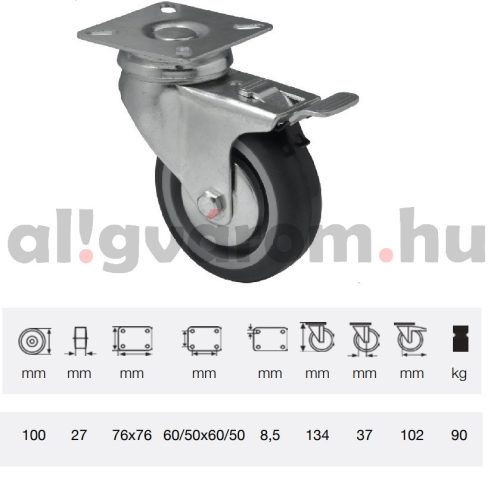 BDPE-1001-1001-Forgo-fekes-kerek-100-mm-90-kg-tehe