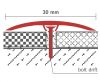 OX 30x270 Burkolatváltó profil szintkülönbség kiegyenlítő 30 mm széles 270 cm hosszú 0-6 mm