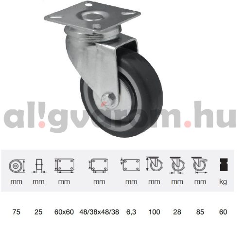 JDPE-0751-1001-Forgo-kerek-75-mm-60-kg-teherbiras