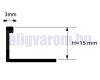 AV 15 mm Csempeszegély élvédő ezüst matt eloxált alumínium L profil 15x2700 mm