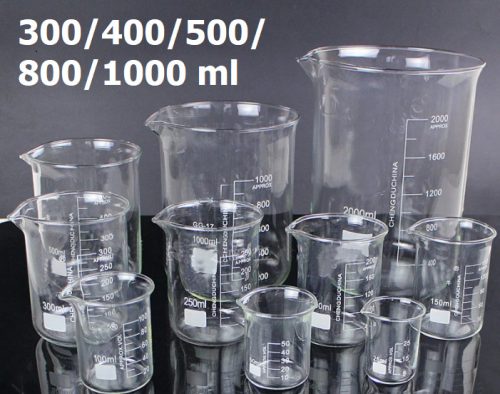 Üveg mérőpohár készlet 5 darabos készlet 300/400/500/800/1000 ml laboratóriumi használatra