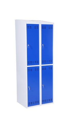 Öltözőszekrény lakatpánttal szürke-kék Swed-2x2DOOR acél szekrény 2x2 ajtós 1920x700x550 mm