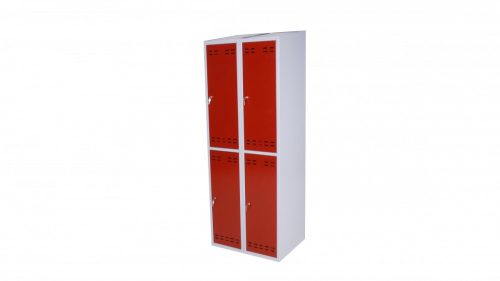 Öltözőszekrény lakatpánttal szürke-piros Swed-2x2DOOR acél szekrény 2x2 ajtós 1920x700x550 mm