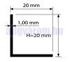 L profil polírozott inox hatású eloxált alumínium sarokprofil 20x20x2000 mm sarokvédő sarokléc élvéd