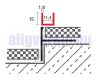 OX Épített zuhanykabin üvegtartó szálcsiszolt profil 8-10 mm üveghez 15x15 mm méretben